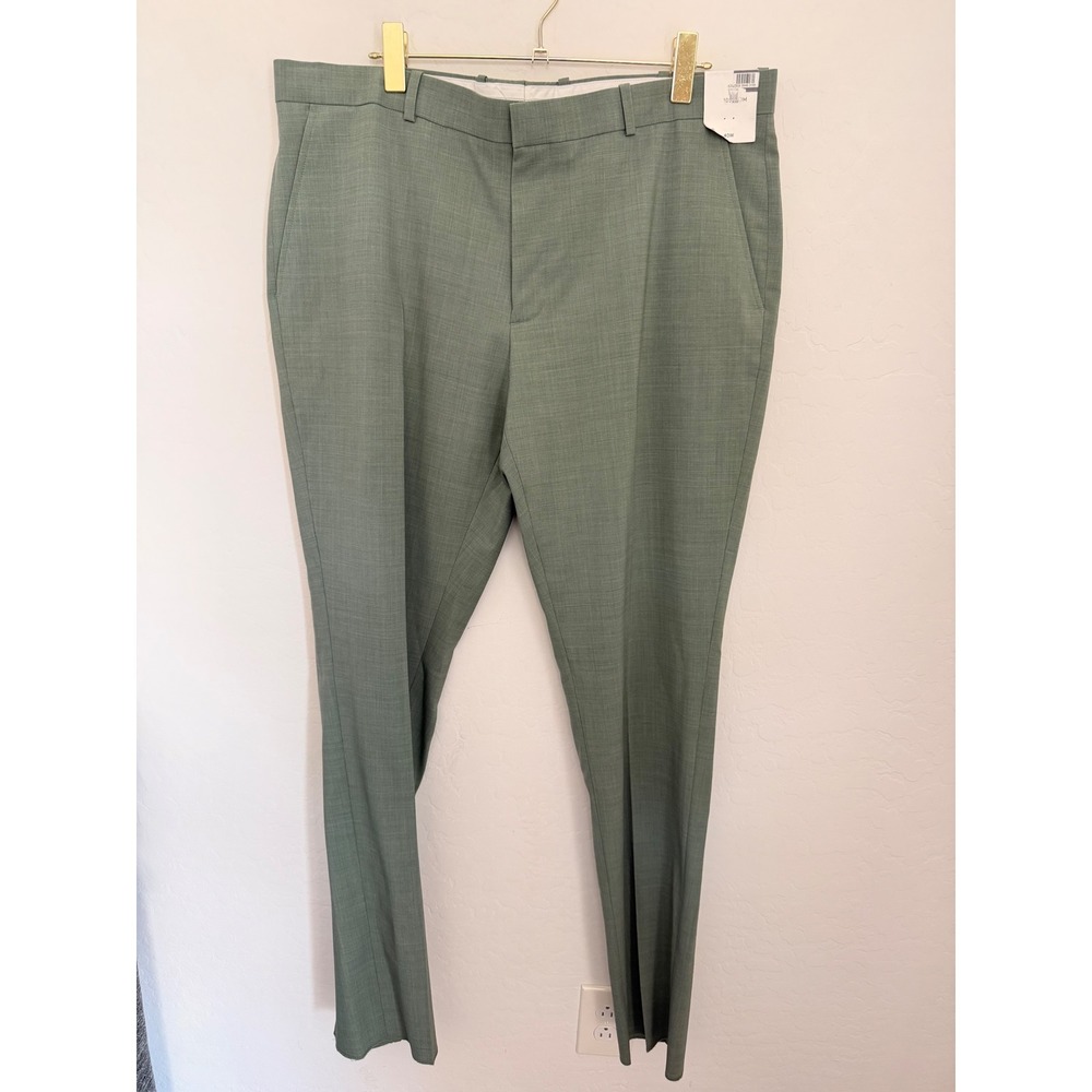 Nordstrom Mens Henrik Tollegno 3D Wool Dress Pants Sage Green Flat Front 40W NWT